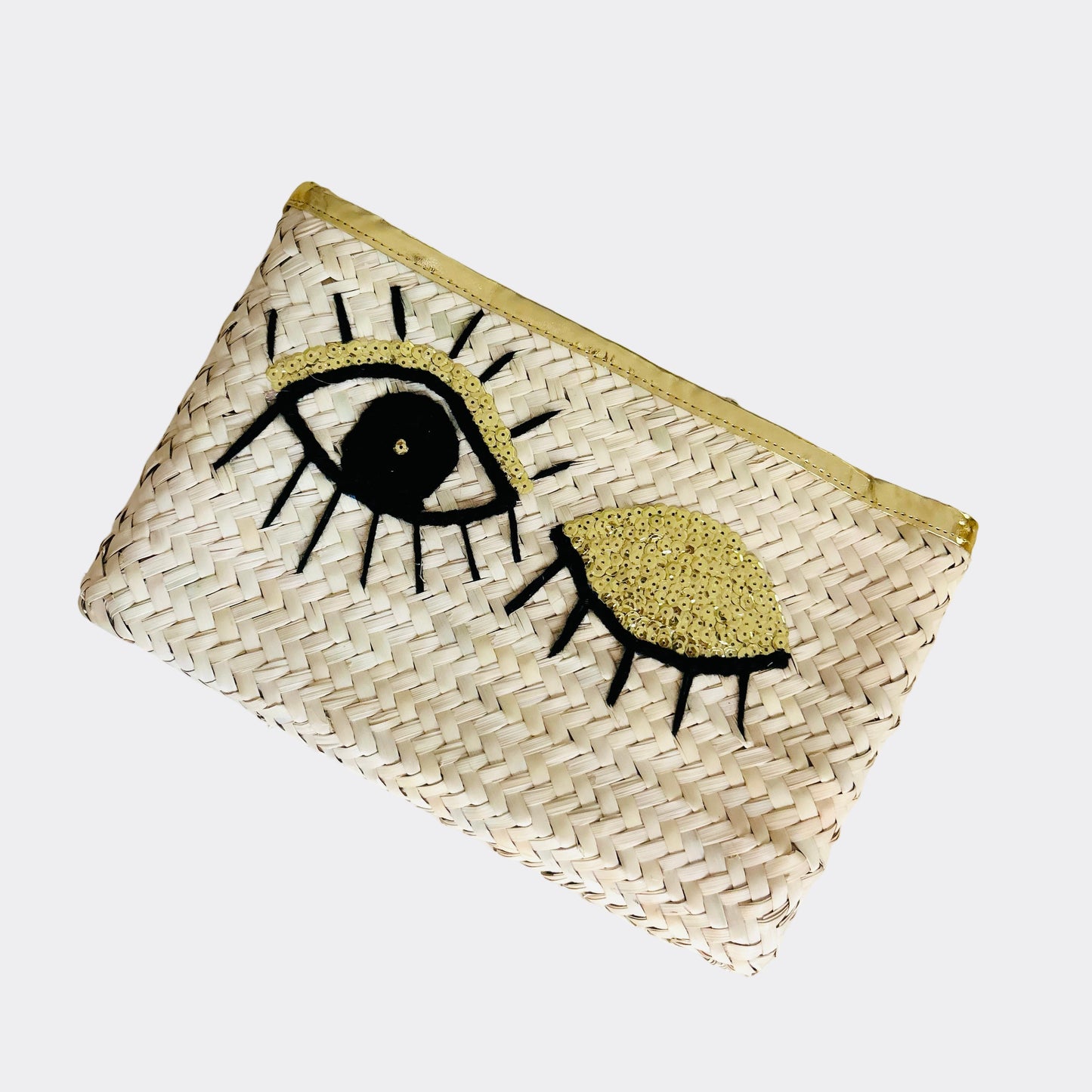 Moroccan clutch bag gold winking eye
