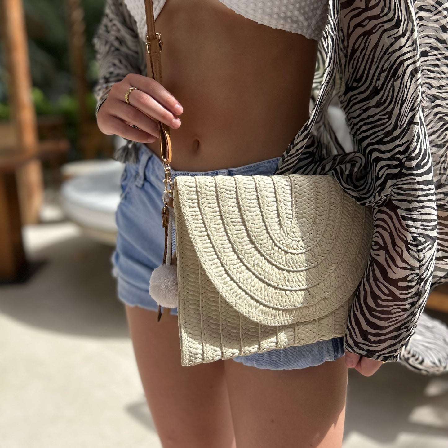 Straw Clutch Bag Tan