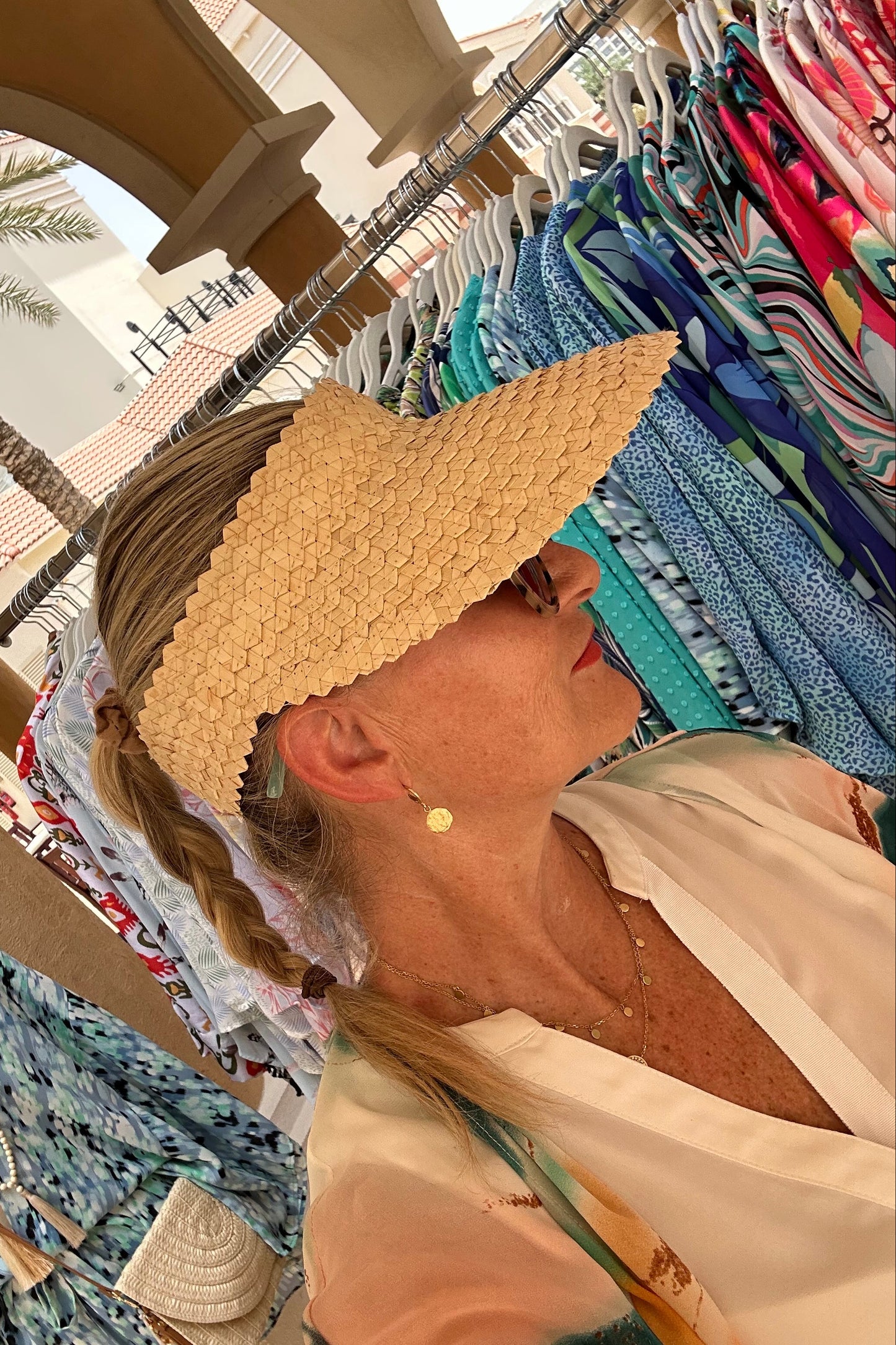 Woven Sun Visor cream & tan