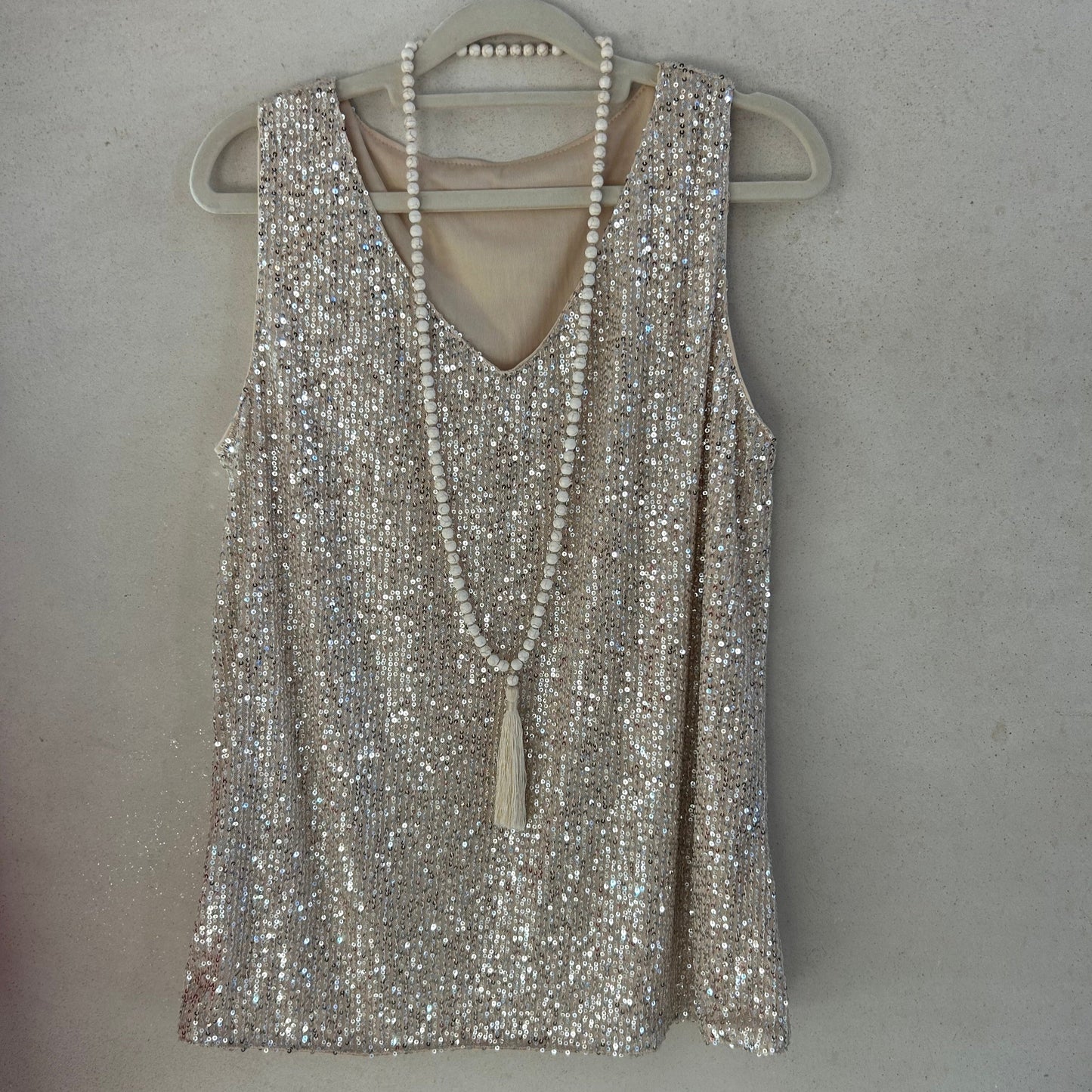 Sequin tank top champagne