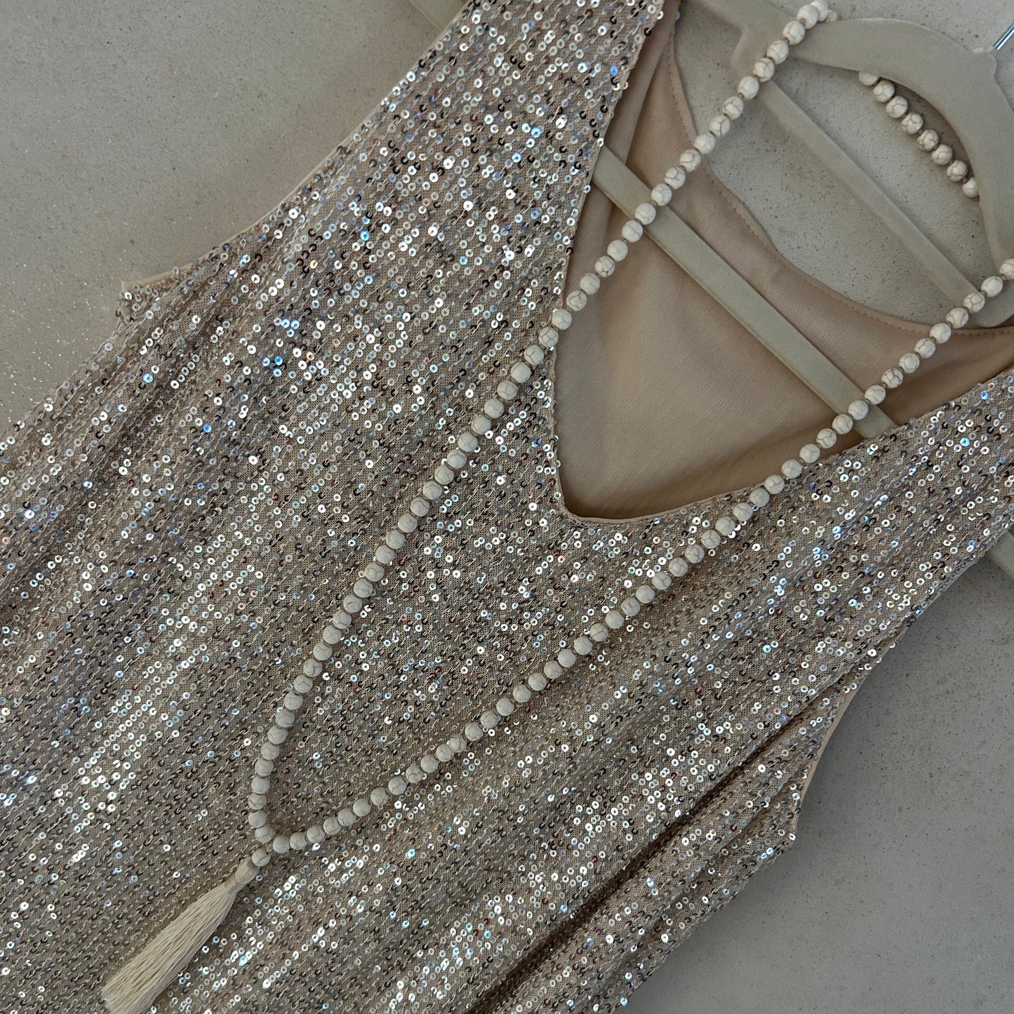 Sequin tank top champagne