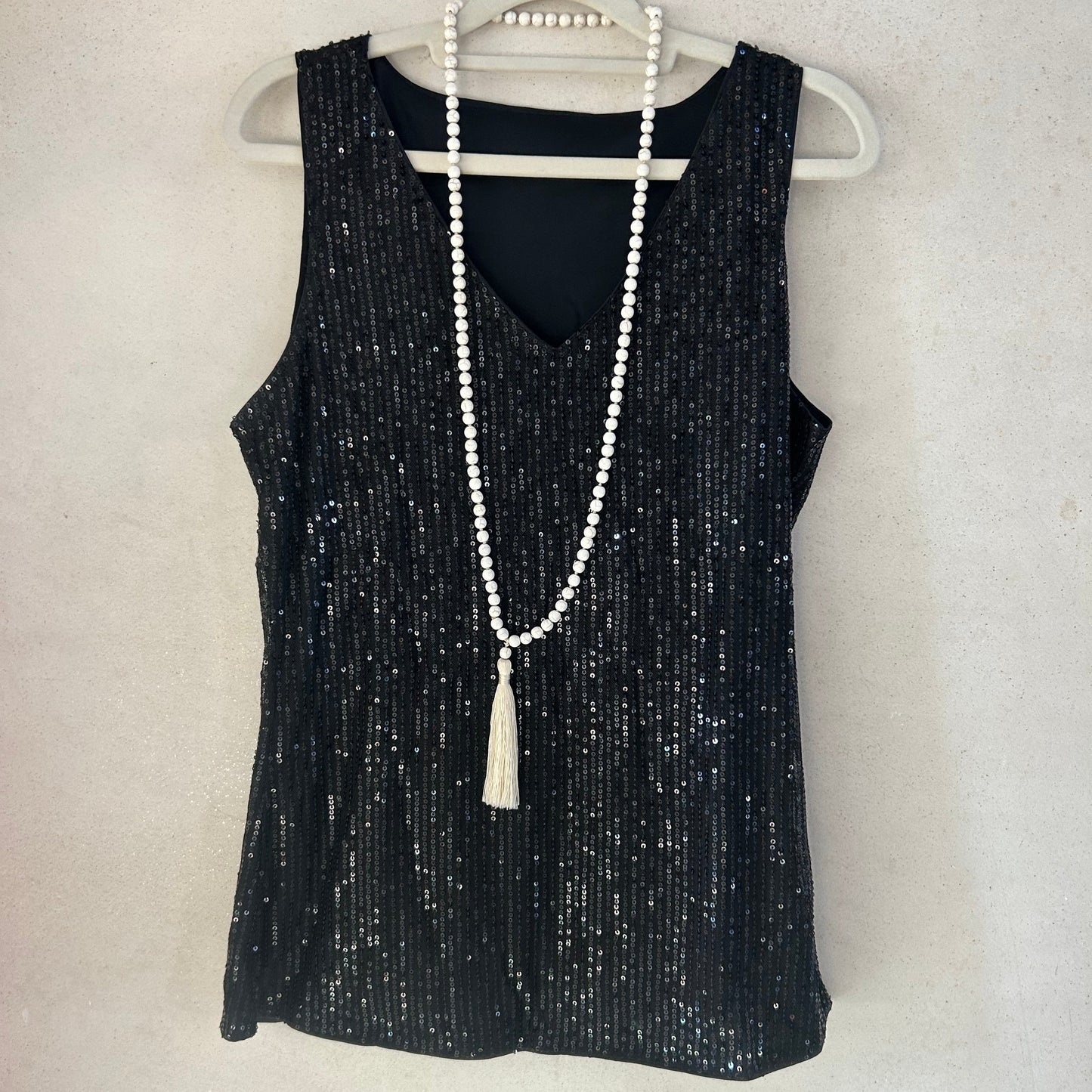Sequin tank top black