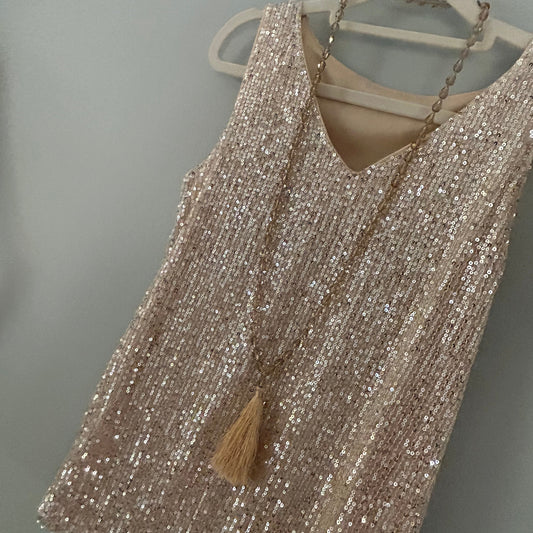 Sequin tank top champagne