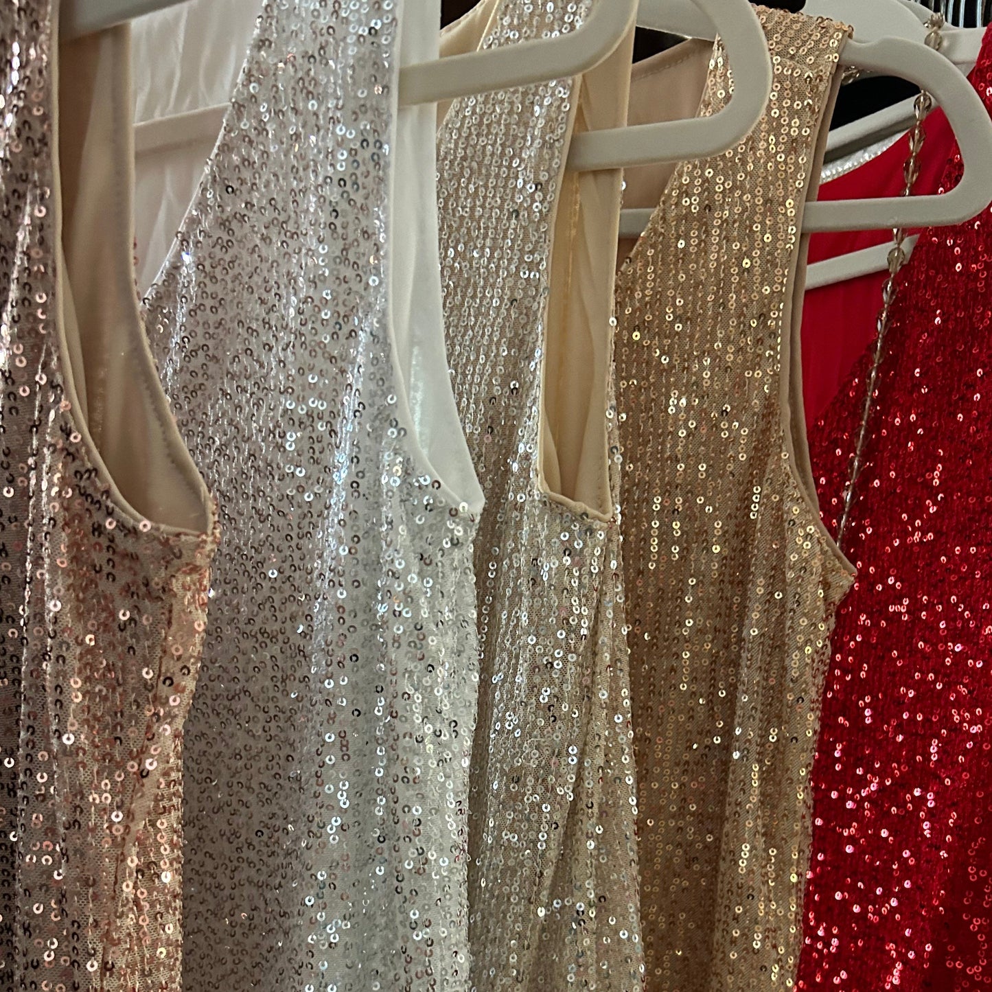 Silver sequin V neck sleeveless  tank top with stretch fabric