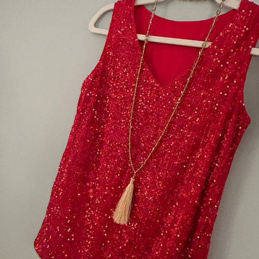 Sequin tank top red