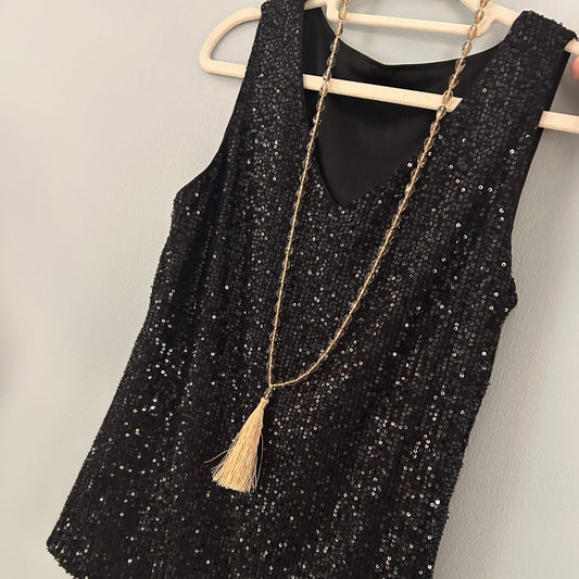 Sequin tank top black