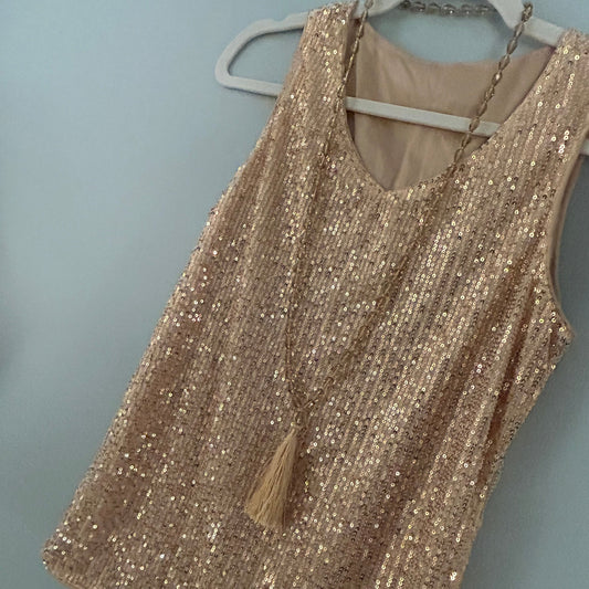 Sequin tank top gold