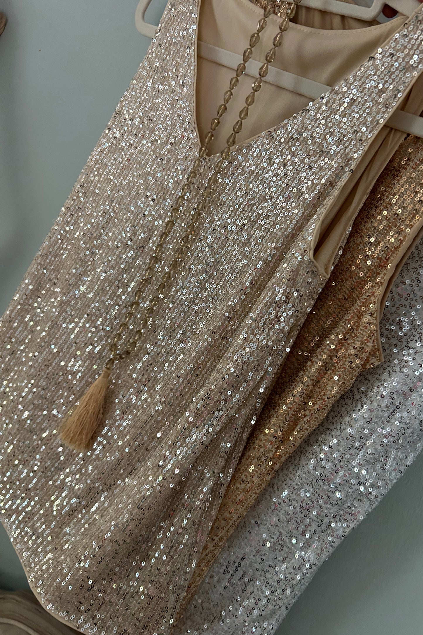 Sequin tank top champagne