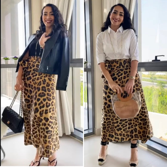 leopard print wrap skirt