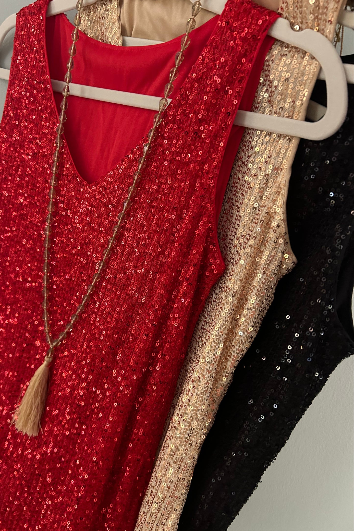 Sequin tank top red