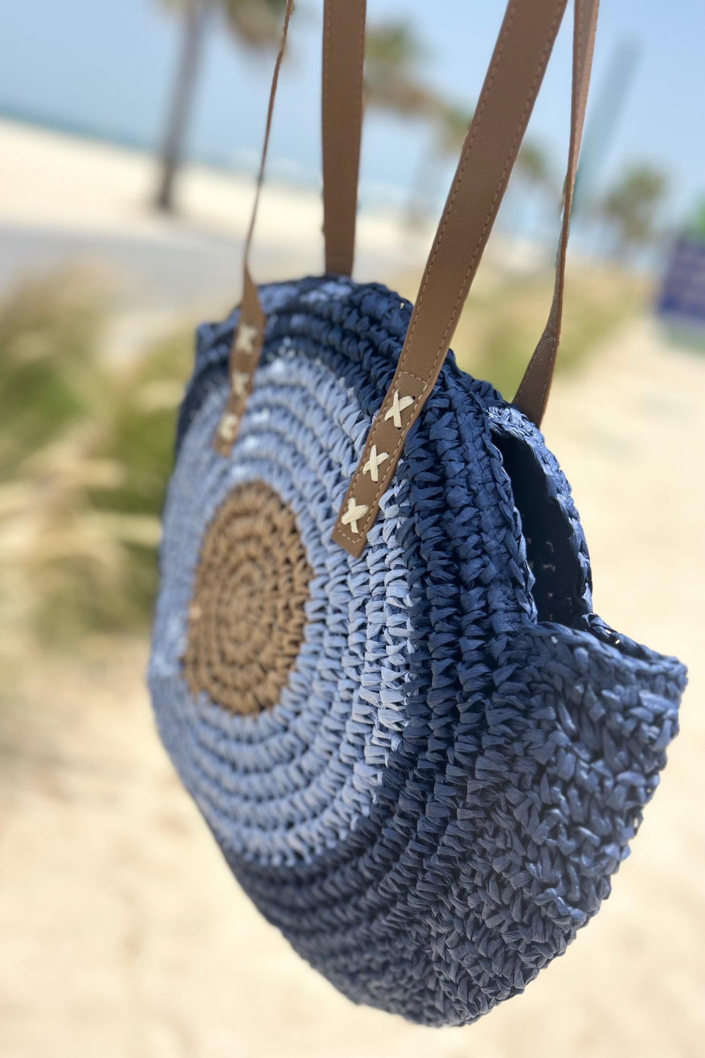 Beach Bag Tan Navy