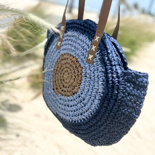 Beach Bag Tan Navy
