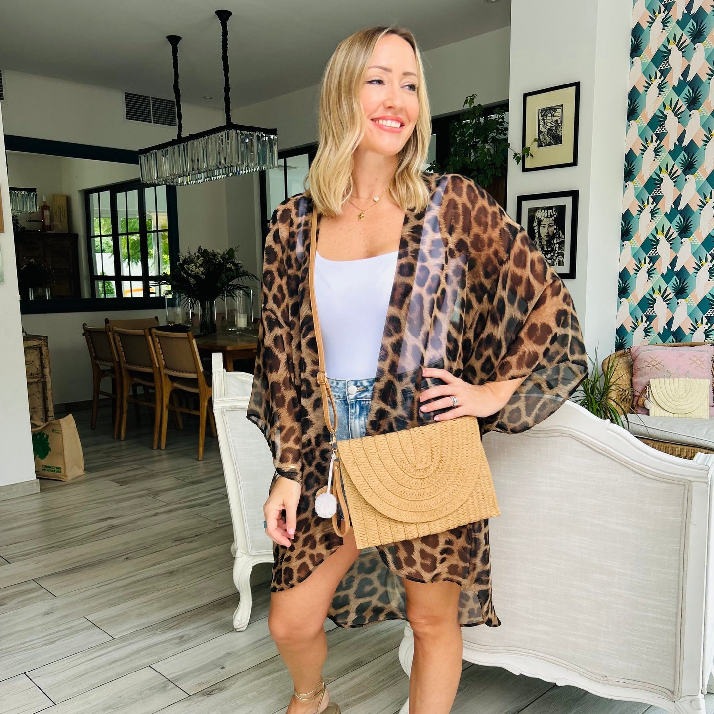 Straw Clutch Bag Tan