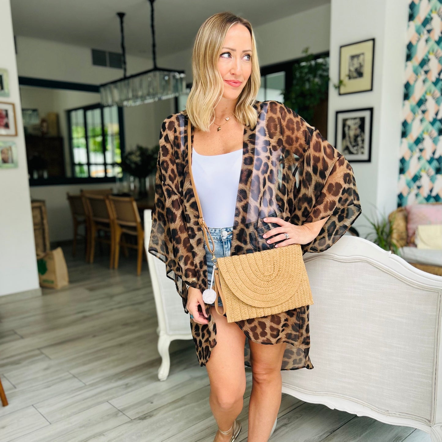 Straw Clutch Bag Tan