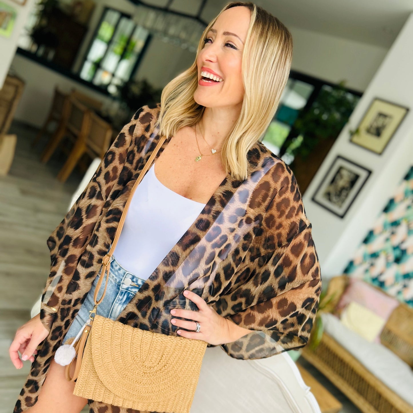 Straw Clutch Bag Tan