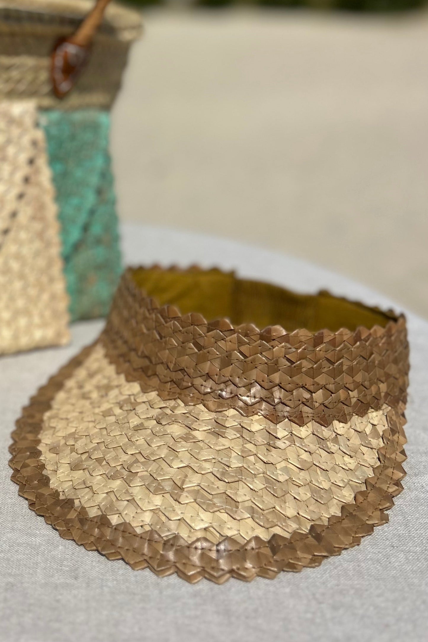Woven Sun Visor cream & tan