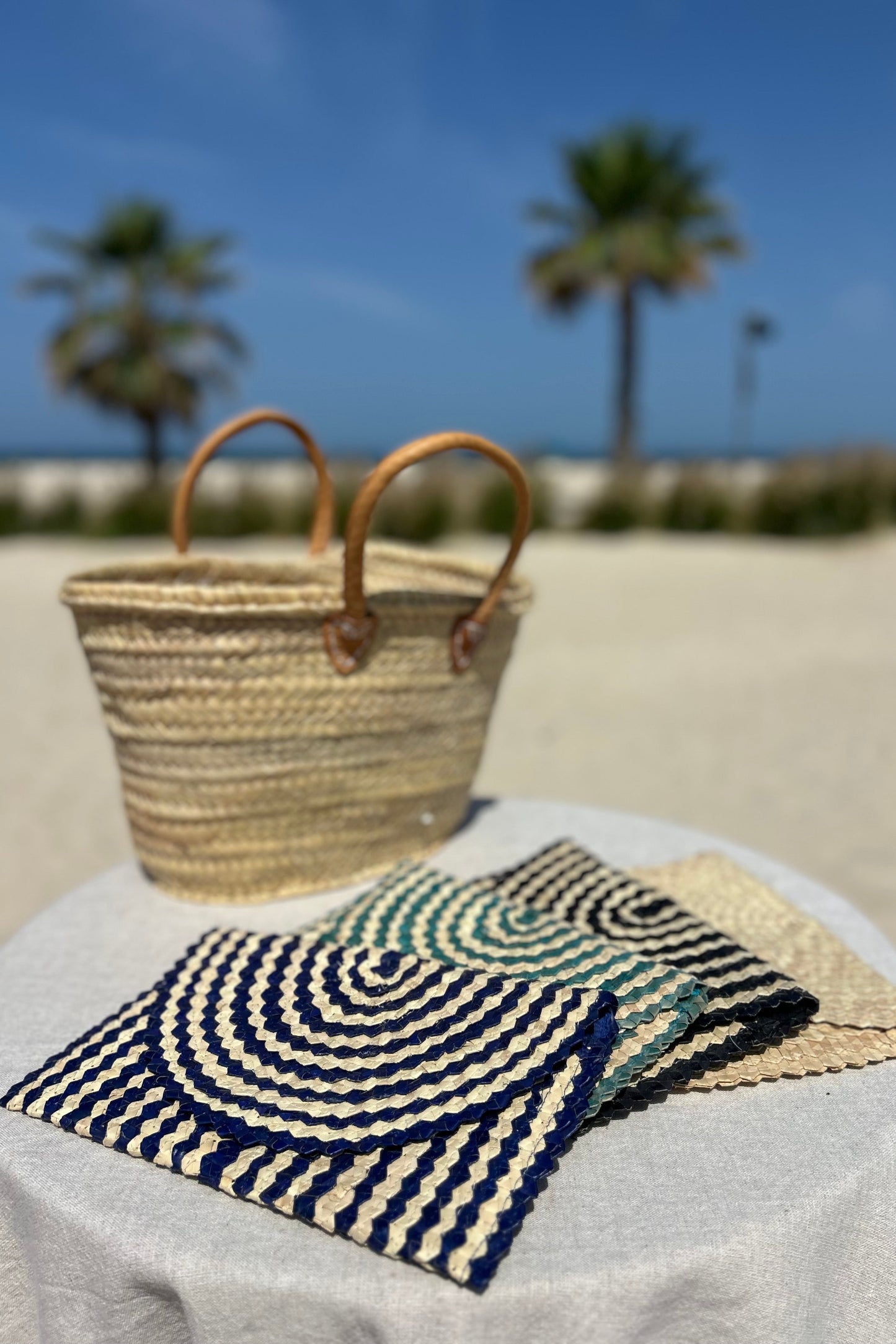 Palm woven envelope clutch bag
