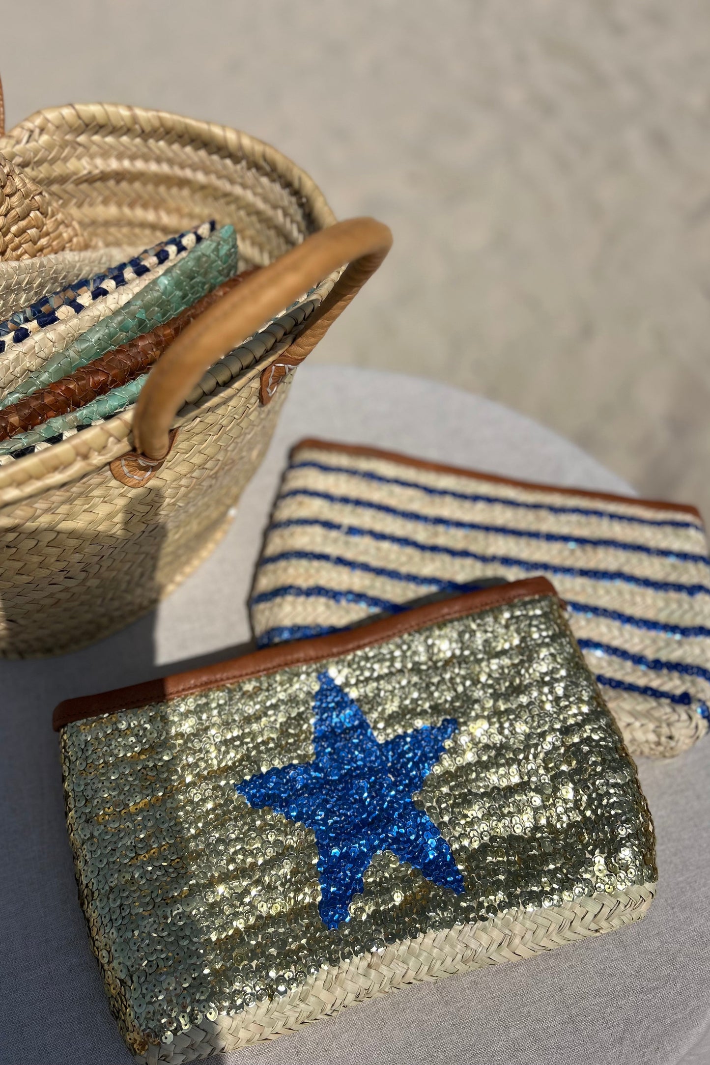 Moroccan clutch bag gold blue heart