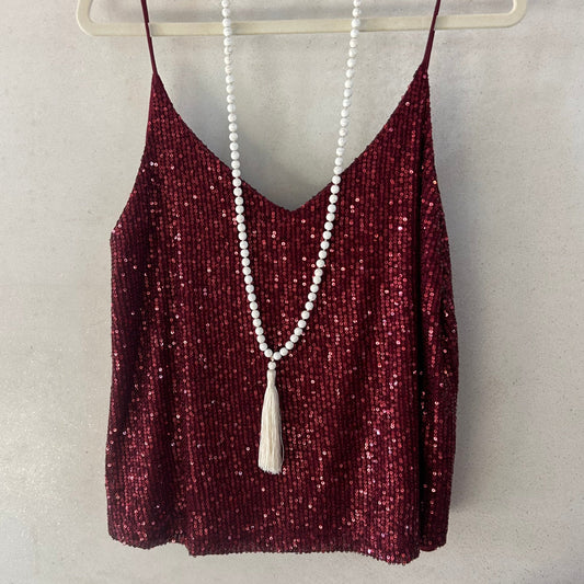 Sequin top red