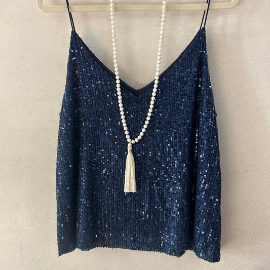 Sequin top navy
