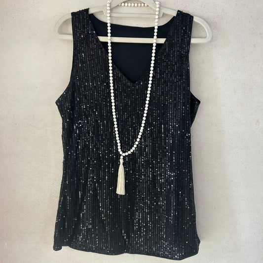 Sequin tank top black
