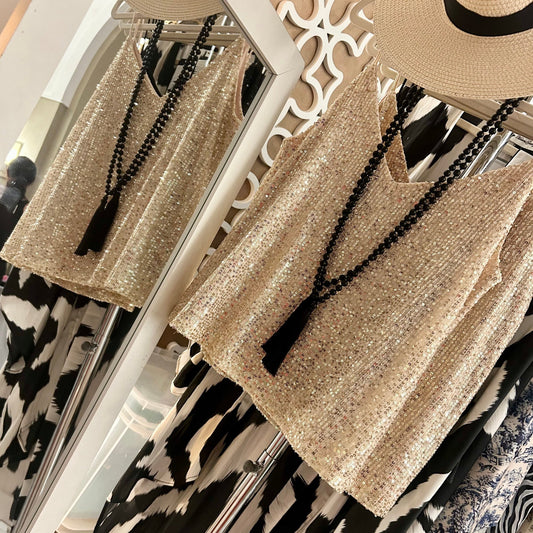 Sequin top gold